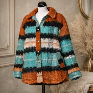 Urban Outfitters BDG Fuzzy Striped Coat